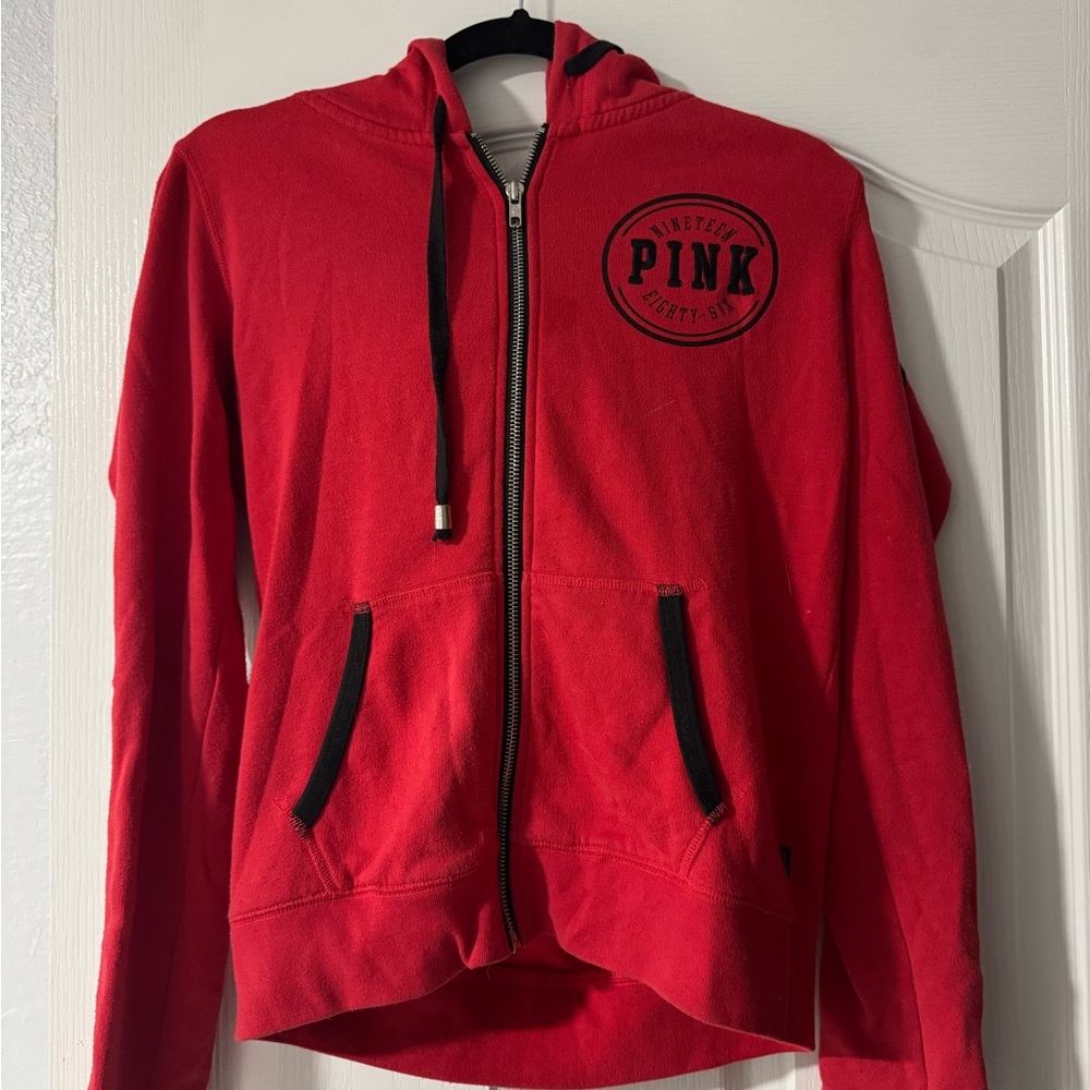 PINK Victoria’s Secret Y2K Limited Edition Fill Zip Red Hoodie Size Small